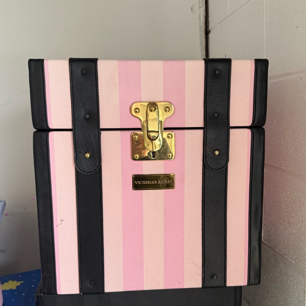 Authentic Victoria's Secret Store Luggage Display Pink & Black Striped